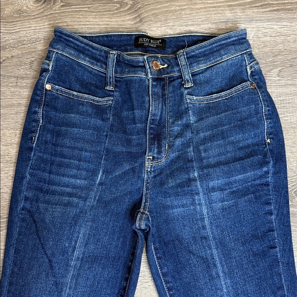 Judy Blue Seam Detail Skinny Fit Jeans Split Hem Blue Sz 1/25 - Picture 2 of 10